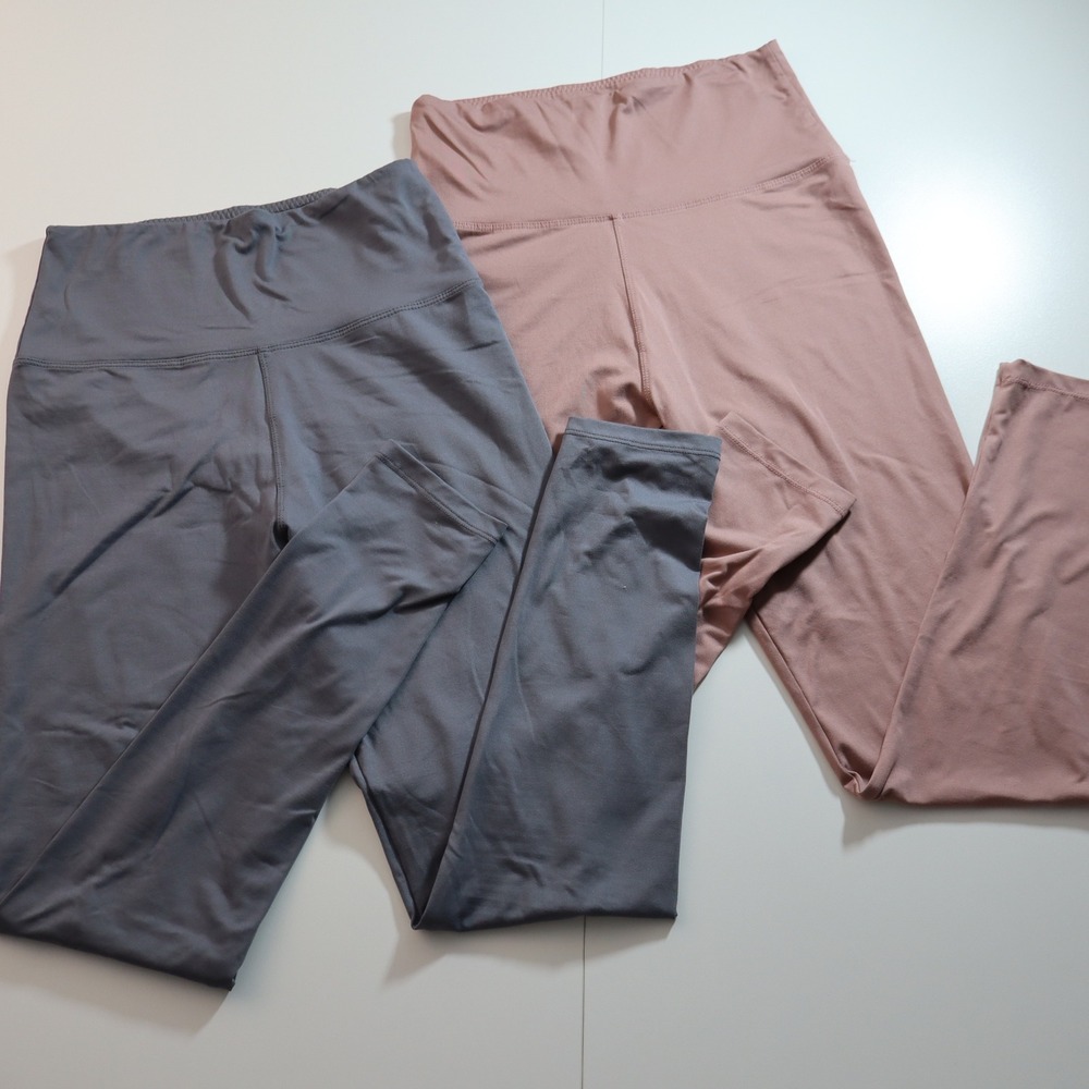 Unbranded Leggings Womens SM Gray Pink High Waist Stretch 2 Pack